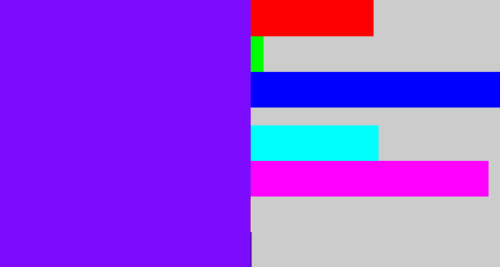 Hex color #7d0cff - vivid purple