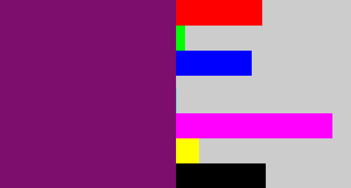 Hex color #7d0e6d - darkish purple