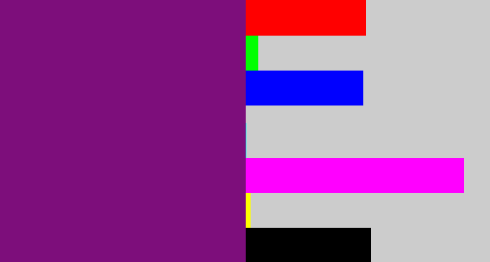 Hex color #7d0e7b - darkish purple