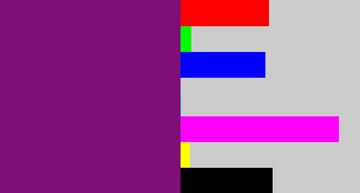 Hex color #7d0f77 - darkish purple