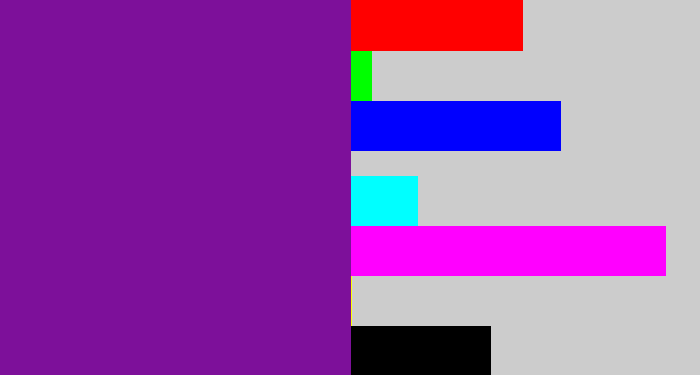 Hex color #7d109a - purple
