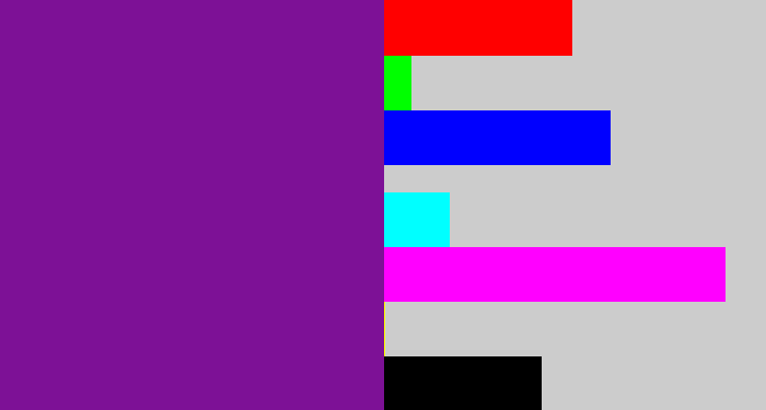 Hex color #7d1196 - purple