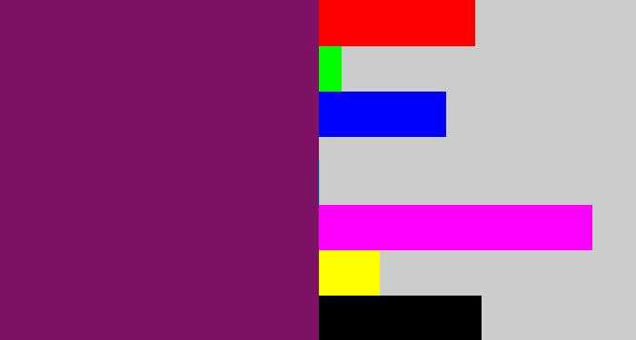 Hex color #7d1265 - darkish purple