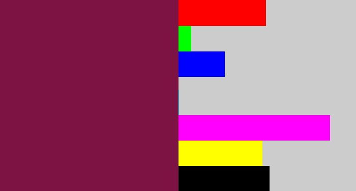 Hex color #7d1342 - red purple