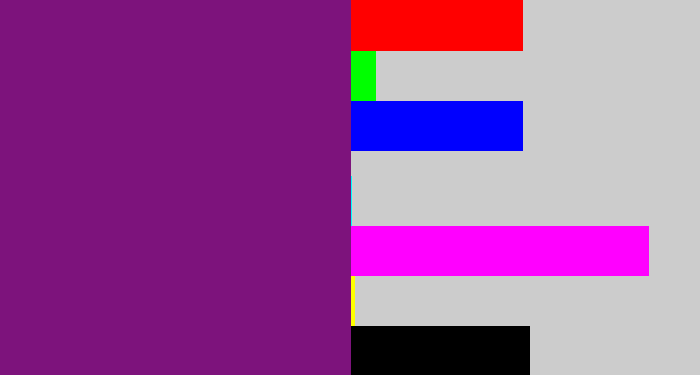 Hex color #7d137c - darkish purple
