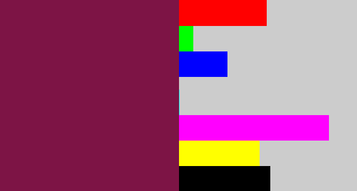 Hex color #7d1445 - red purple