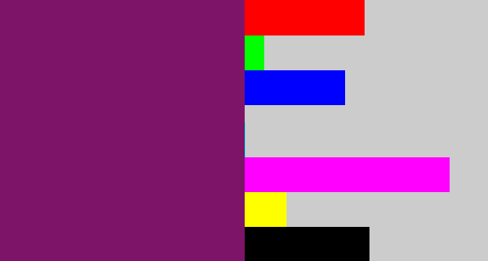 Hex color #7d1468 - darkish purple
