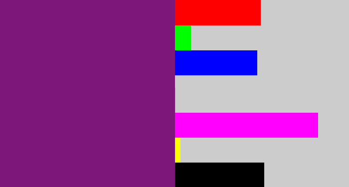 Hex color #7d1779 - darkish purple