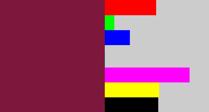 Hex color #7d183c - red purple