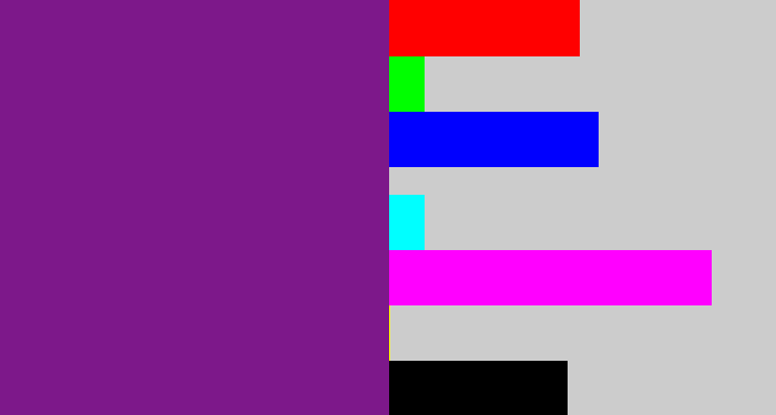 Hex color #7d188a - purple
