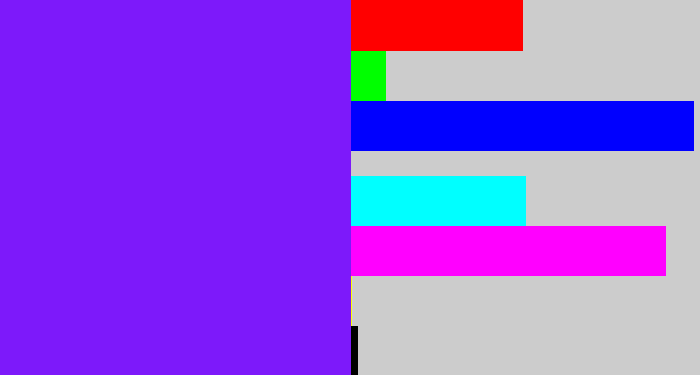 Hex color #7d19fa - purply blue