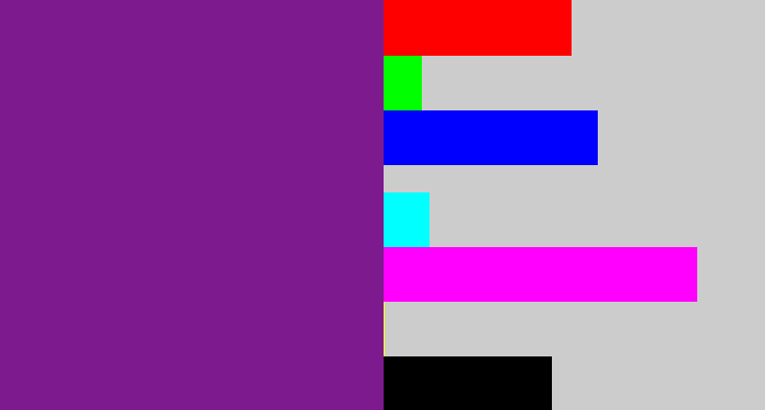 Hex color #7d1a8e - purple