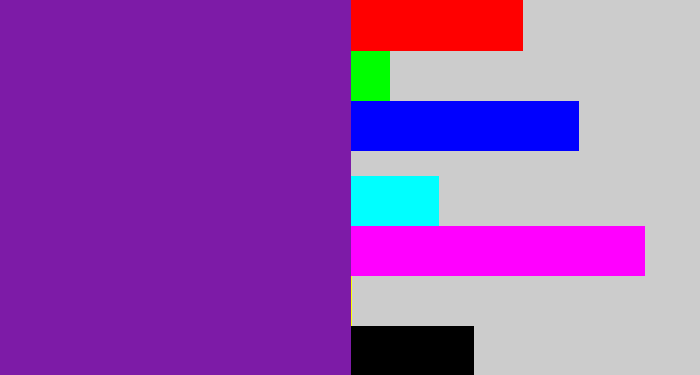 Hex color #7d1ba7 - purple