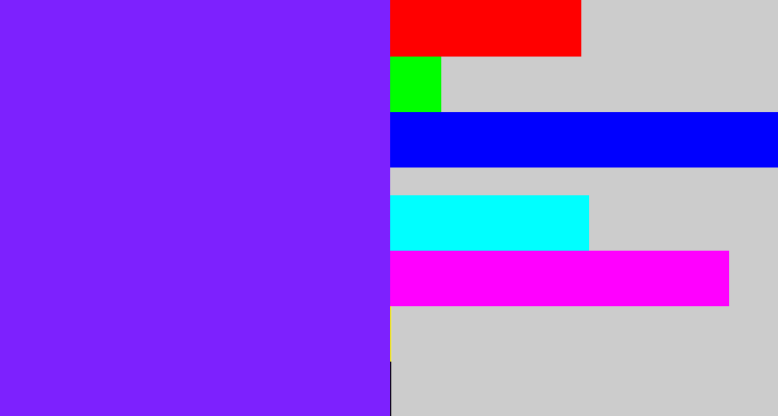 Hex color #7d21fe - purply blue