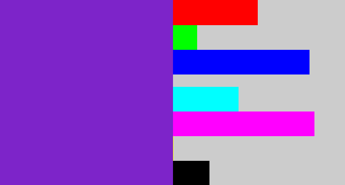 Hex color #7d24c9 - purple/blue
