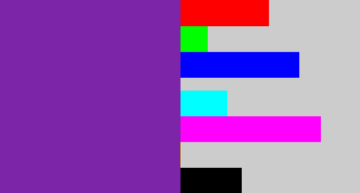 Hex color #7d25a8 - purple