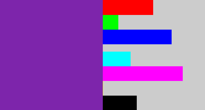 Hex color #7d25ab - purple