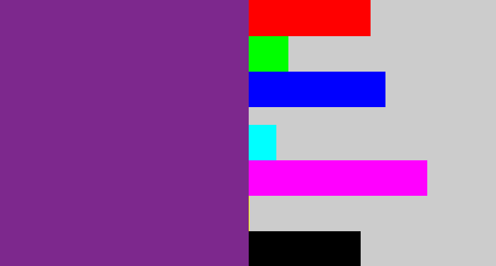 Hex color #7d288d - purple