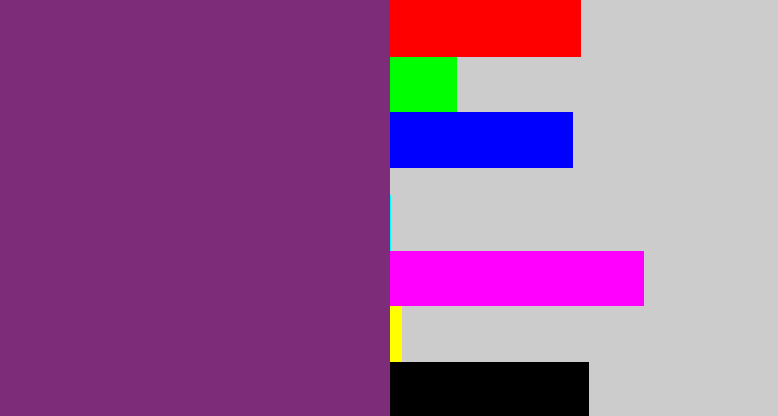Hex color #7d2c79 - darkish purple