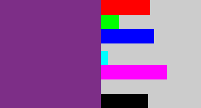 Hex color #7d2e87 - warm purple