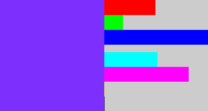 Hex color #7d2ffe - bluish purple