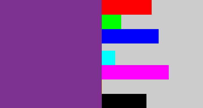 Hex color #7d308f - purple