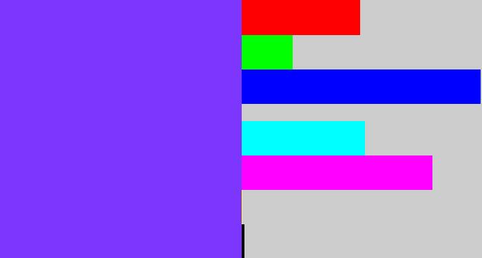 Hex color #7d36fd - bluish purple