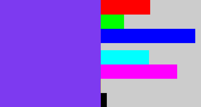 Hex color #7d3af0 - bluish purple