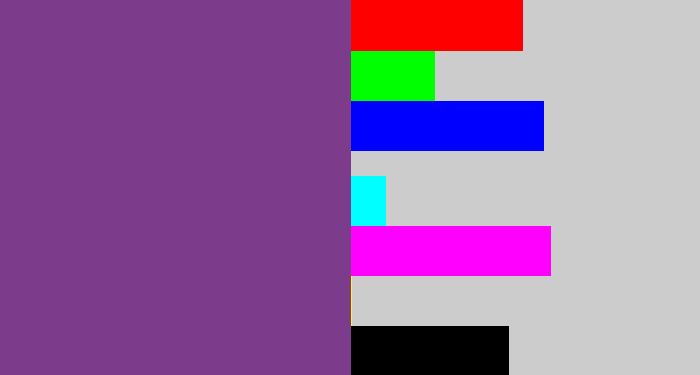 Hex color #7d3c8b - light eggplant