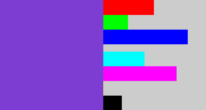 Hex color #7d3cd2 - bluish purple