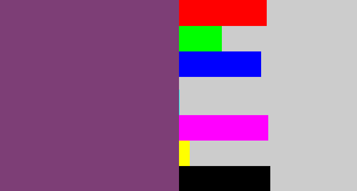 Hex color #7d3e76 - bruise