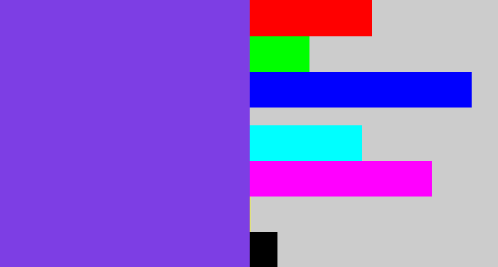 Hex color #7d3ee4 - bluish purple