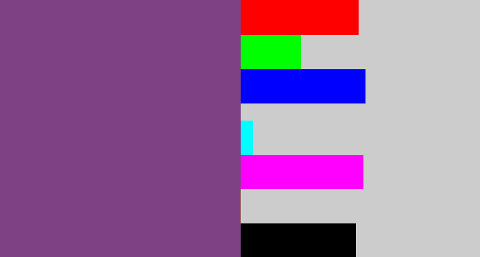 Hex color #7d4184 - light eggplant