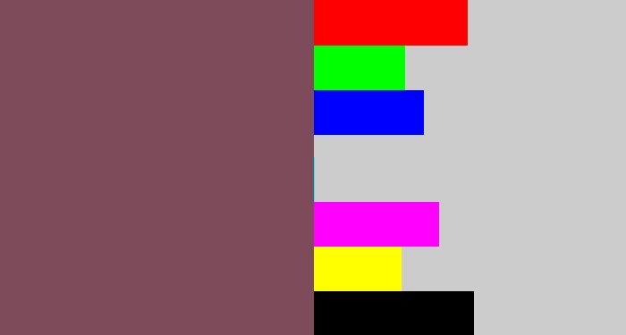Hex color #7d4b5a - dark mauve