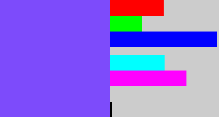 Hex color #7d4bfb - purpley