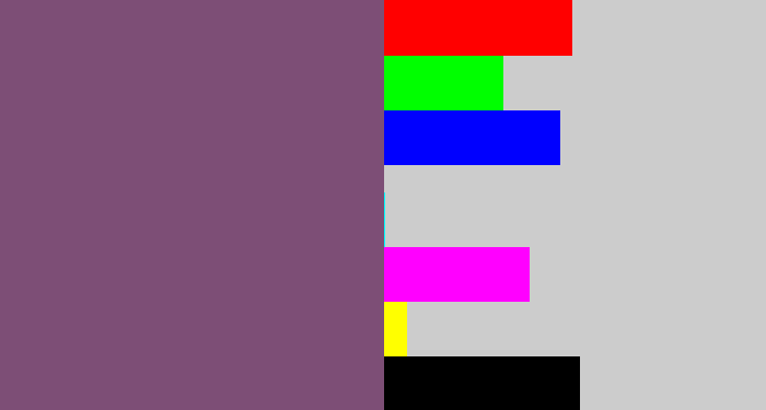 Hex color #7d4e76 - bruise