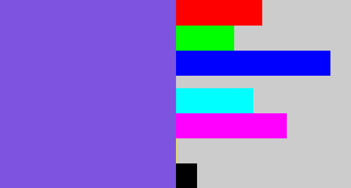 Hex color #7d53e0 - purpley