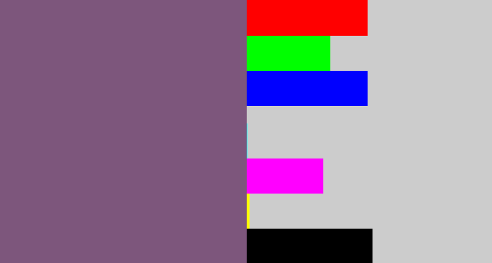 Hex color #7d567c - dull purple