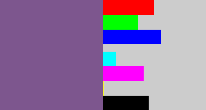 Hex color #7d568e - muted purple