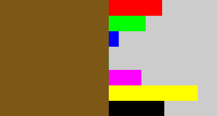 Hex color #7d5716 - medium brown