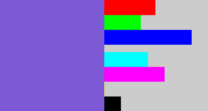 Hex color #7d59d6 - purpley