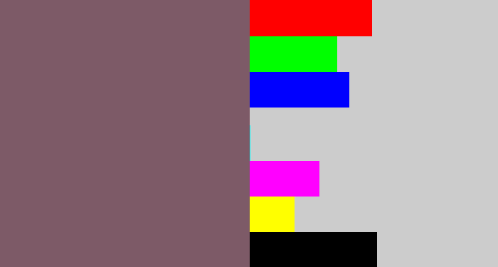 Hex color #7d5a67 - dark mauve