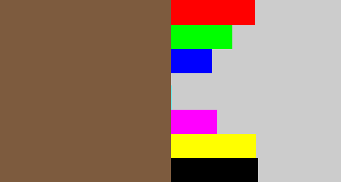 Hex color #7d5b3e - cocoa