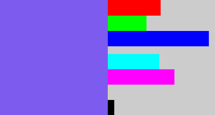 Hex color #7d5bef - purpley
