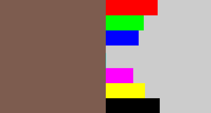 Hex color #7d5c4f - dark taupe