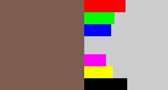 Hex color #7d5c52 - dark taupe