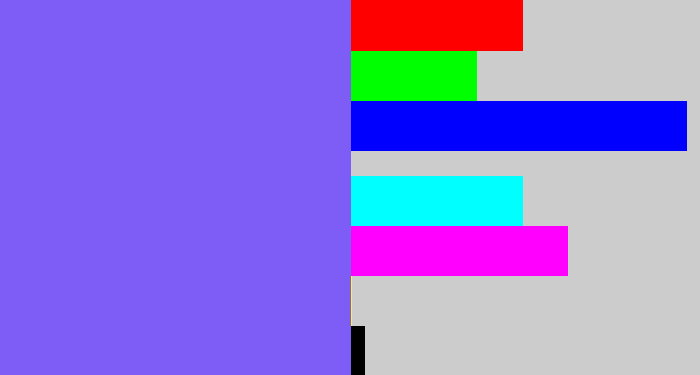 Hex color #7d5df6 - purpley