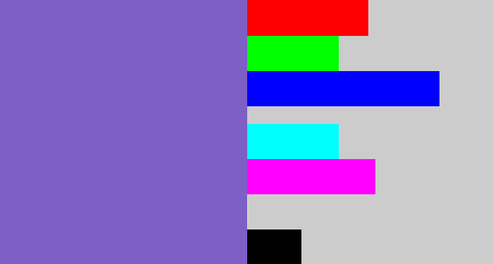 Hex color #7d5fc6 - light indigo