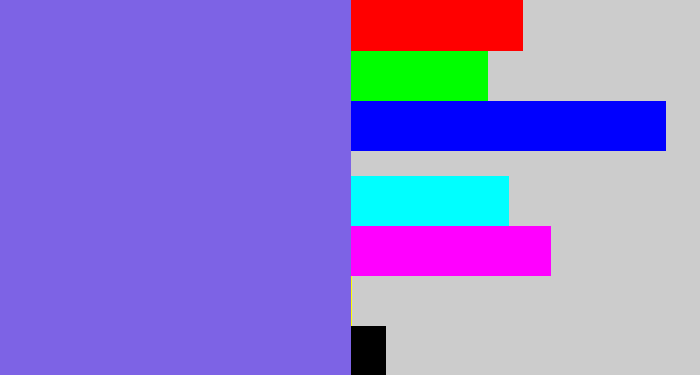Hex color #7d63e5 - purpley