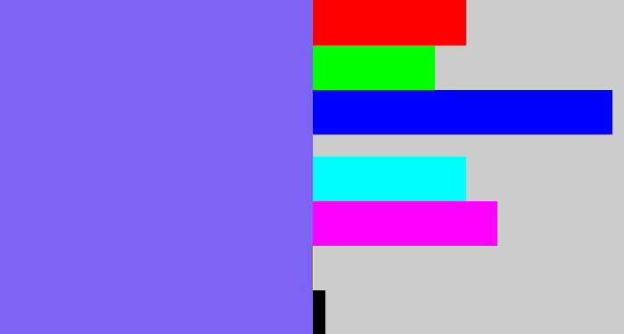 Hex color #7d64f5 - purpley